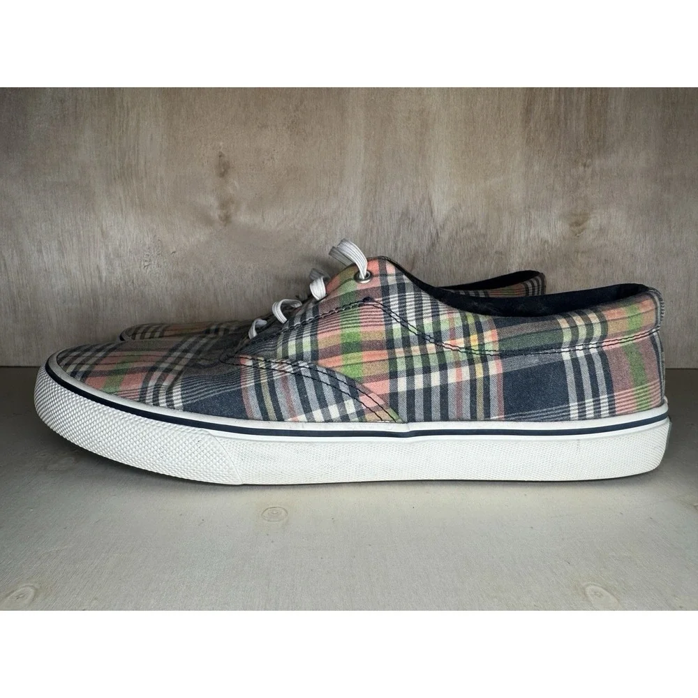 Sz 11.5 Sperry Plaid Canvas‎ Sneakers Lace Up Casual Shoes Men
